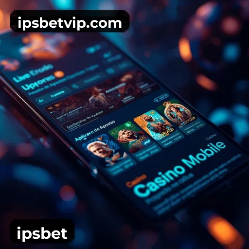 App ipsbet para iOS e Android — interface mobile, login biométrico e PIX integrado